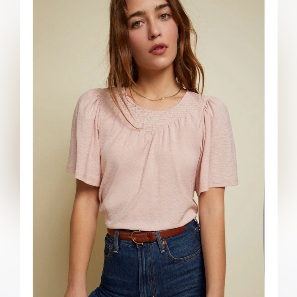 Nation Ltd flutter sleeve Acacia tee pink s